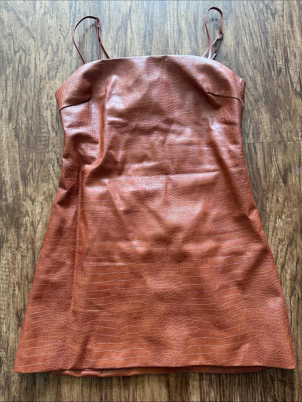 Bardot Brown Faux Leather Mini Slip Dress